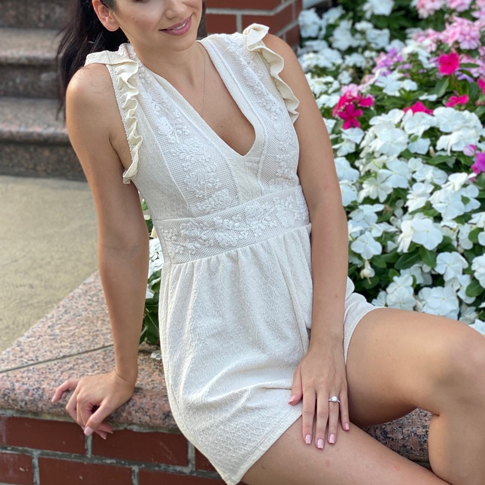 Zara Basic Size Small Romper Ivory - image 7